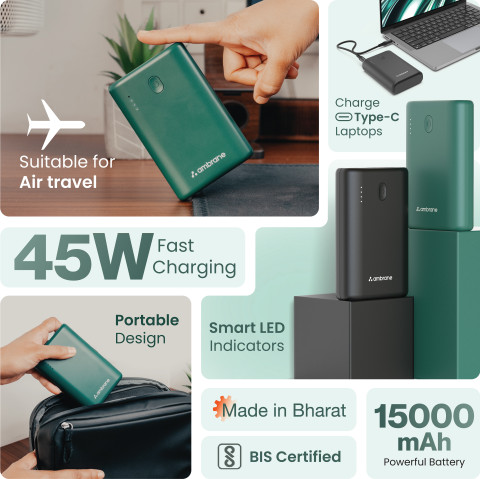 Ambrane 15000 mAh 45 W Power Bank