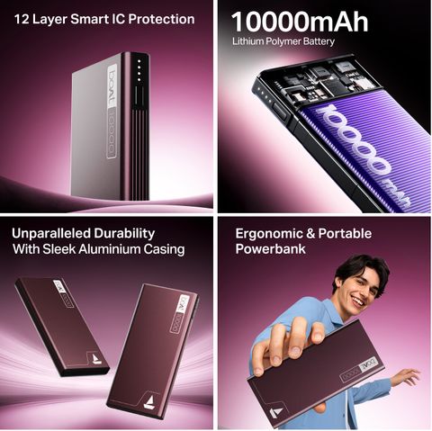 boAt 10000 mAh 22.5 W Slim Pocket Size Power Bank (Burgundy, Lithium Polymer, Fast Charging, Quick Charge 3.0 for Laptop, Mobile, Speaker, Tablet) - Image 6