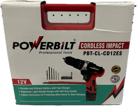 POWERBILT M PBT-CL-CD12ES CORDLESS IMPACT DRILL 12V LI-ION BATTERY