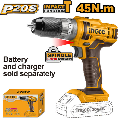 INGCO 45nm Without Battery and Charger Impact CIDLI201455 Cordless Drill