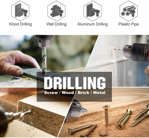 Sauran Heavy Duty Drill with warranty 10mm Drill machine with Wood,Iron and  Concrete Drill bit set Pistol Grip Drill