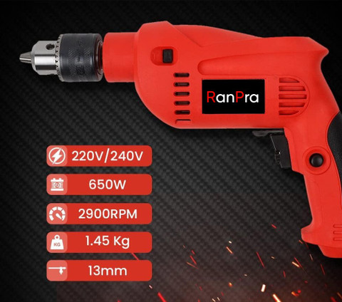 RanPra 13 MM CUTFAST POWER FORWORD REVERSE HEAVY DUTY 650W Pistol Grip  Drill