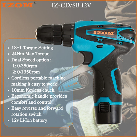 IZOM 12 Volt Battery operated Keyless Screwdriver Single battery
