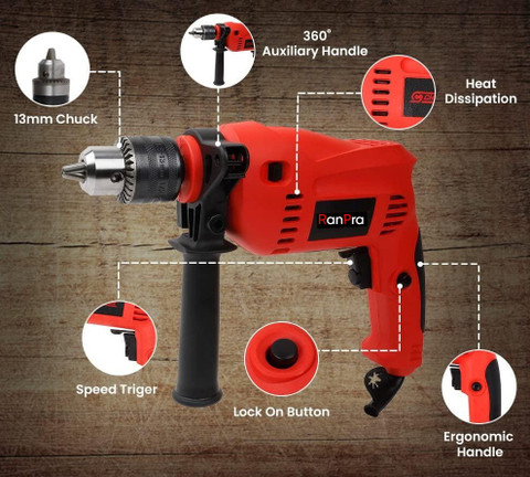 RanPra 13MM IMPACT POWER DRILL MACHINE WITH REVERSE FUNCTION 13 MM