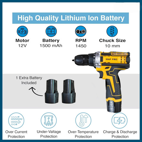 NTH MAF PRO CORDLESS DRILL KIT 12V BRUSHLESS MOTOR 2x12v Battery - Main Image