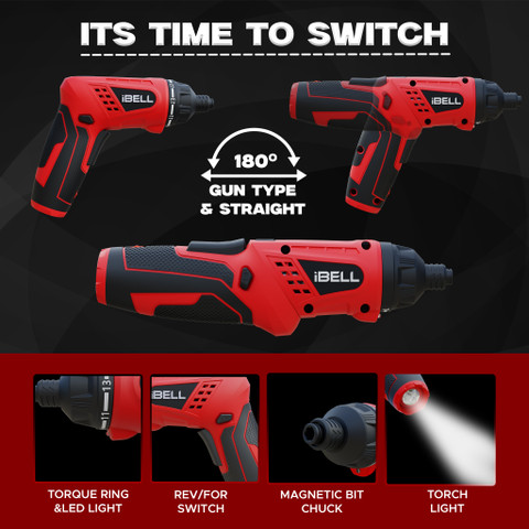 iBELL Cordless Rechargeable Electric Screwdriver MS06-16,