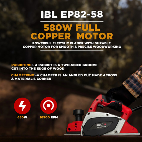iBELL 580W, 16500 RPM , Electric Hand Planer EP82-58, Copper Armature ...