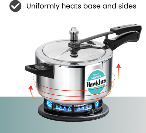 Hawkins Classic 4 Litre Pressure Cooker, Triply Stainless Steel