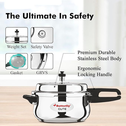 Butterfly Present Stainless steel cute liter cooker with extra