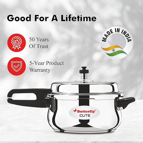 Butterfly Present Stainless steel cute 5.5 liter cooker with extra ...