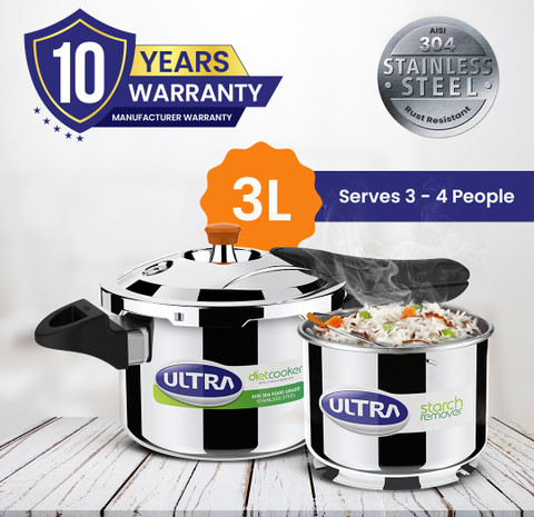 ULTRA DURACOOK DIET L Outer Lid Induction Bottom Pressure Cooker