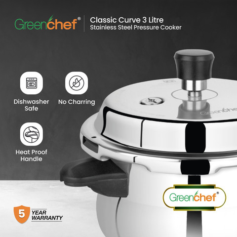Greenchef Classic Curve Induction Bottom Handi Shaped (Heavy Sandwich  Bottom) L Outer Lid Pressure Cooker