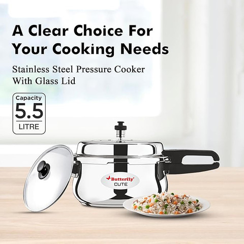 Butterfly Present Stainless steel cute liter cooker with extra