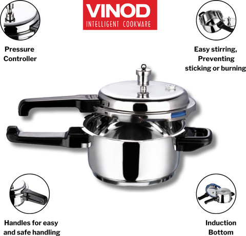VINOD 18/8 Stainless Steel Regular Outer Lid L Outer Lid Induction Bottom  Pressure Cooker