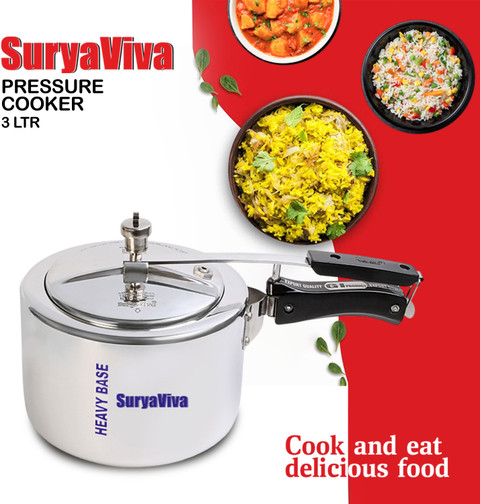 SURYAVIVA Regular 3ltr Inner Lid pressure Cooker(,Silver) L