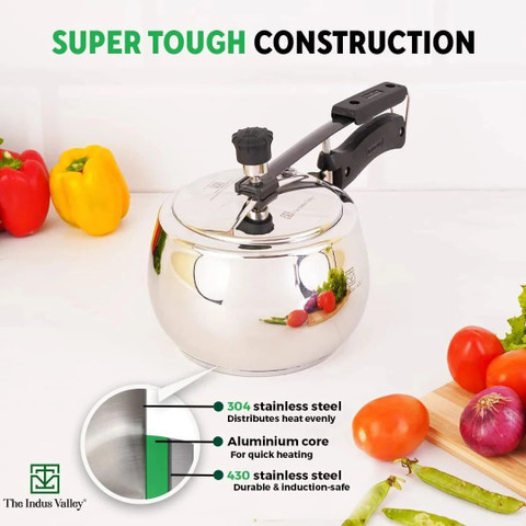 The Indus Valley Triply Stainless Steel Inner Lid L Inner Lid Induction  Bottom Pressure Cooker