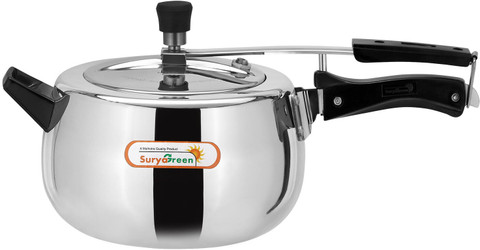 surya green Cooker Liter silver L Inner Lid Induction Bottom Pressure  Cooker