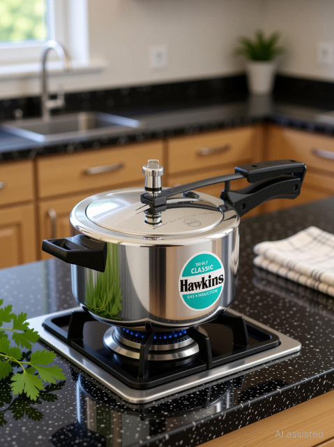 Hawkins Classic 4 Litre Pressure Cooker, Triply Stainless Steel
