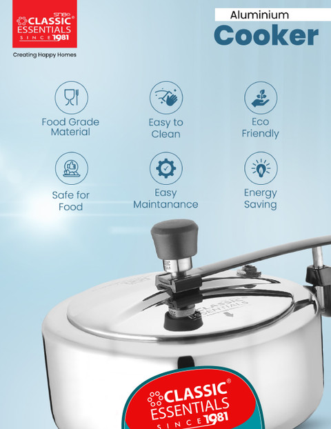 Classic Essentials Alluminium Pressure Cooker ISI Certified Inner Lid  Pressure Cooker L Inner Lid Pressure Cooker