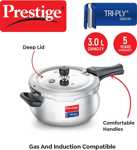 Prestige TRY-PLY SVACHH L Outer Lid Induction Bottom Pressure Cooker