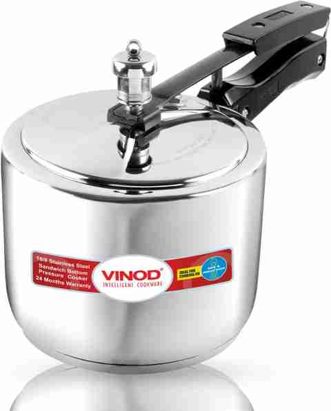 VINOD 18/8 Stainless Steel Sandwich Bottom Inner Lid L Inner Lid  Induction Bottom Pressure Cooker