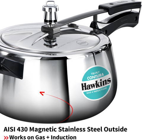 Hawkins Litre Triply Stainless Steel Contura Pressure Cooker