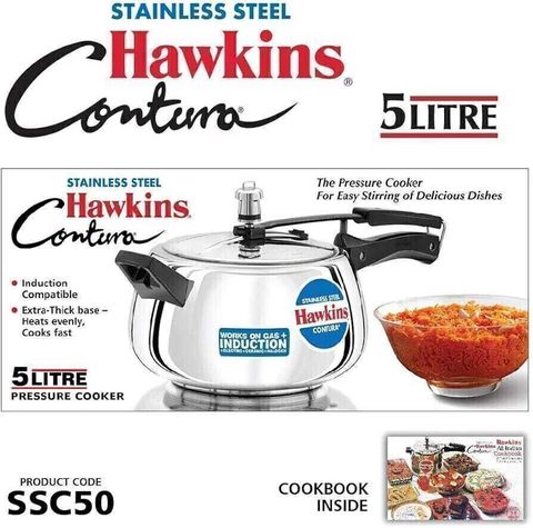 Howkins Induction Hawkins Stainless Steel Contura Induction Compatible 5 L Inner Lid ...