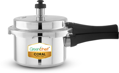 Greenchef Coral Aluminium Non Induction Base L Outer Lid Pressure Cooker