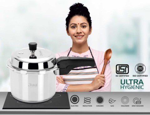 Jiaa Stainless Steel Pressure Cooker 3L-Outer Lid-Induction Gas  Compatible-Deep Lid L Outer Lid Induction Bottom Pressure Cooker