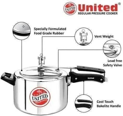 United Aluminium Inner Lid Pressure Cooker, 3L L Inner Lid