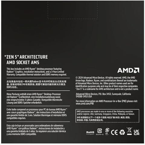 AMD Ryzen 5 9600X 3.9 GHz Upto 5.4 GHz AM5 Socket 6 Cores 12