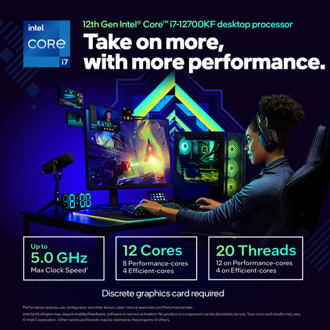 Intel I7-12700KF 5 GHz Upto 5 GHz LGA1700 Socket 12 Cores 20