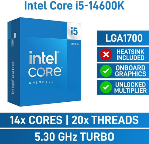 Intel Core i5 14600K (CPU Cooler Fan not Included) 3.5 GHz Upto