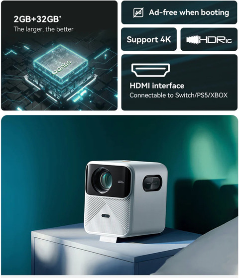 WANBO Mozart 1 FHD (11000 lm / 2 Speaker / Wireless) Native 1080P