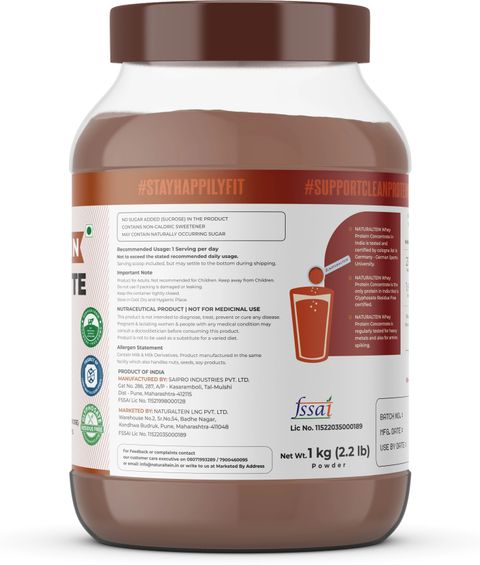 NATURALTEIN Natural Whey Protein Concentrate Chocolate 1kg - Image 7