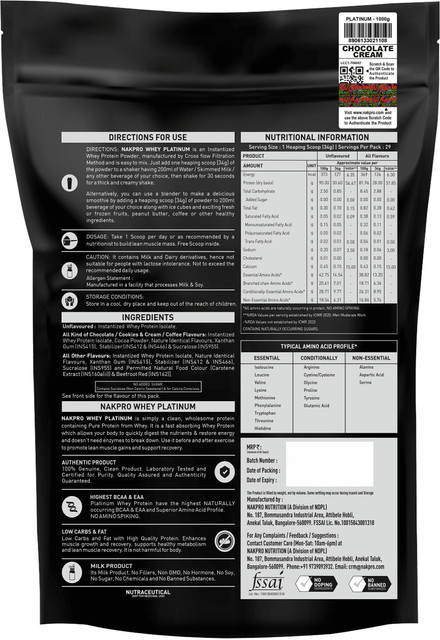 Muscle 187 Kg In Pounds Nakpro PLATINUM Whey Protein Isolate Cream