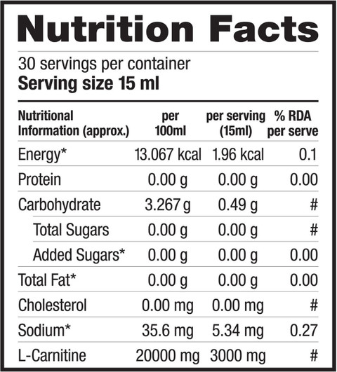 rda of l carnitine Labrada L-Carnitine 3000mg | Sweet Orange|Liquid Amio Acid with 0 Sugar|30  Servings EAA (Essential Amino Acids) Price in India - Buy Labrada L- Carnitine 3000mg