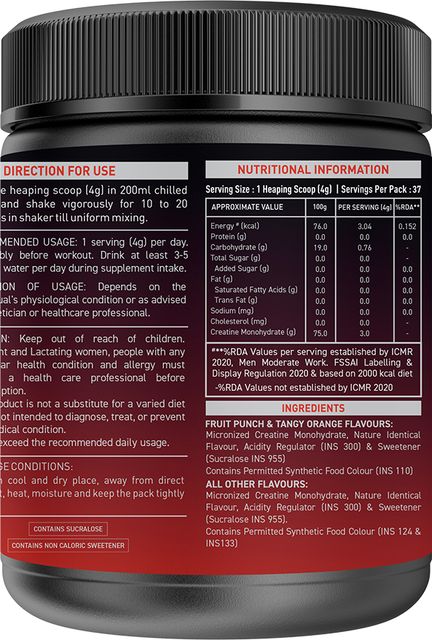 Nakpro Micronized Creatine Monohydrate Jar Trustified Certified, Supports Muscle Growth Creatine (150 g, Tangy Orange) - Image 4