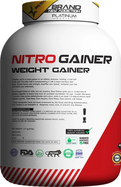 BIG ROCK NUTRITION Nitro Gainer Labdoor Certified Weight Gainers/Mass  Gainers