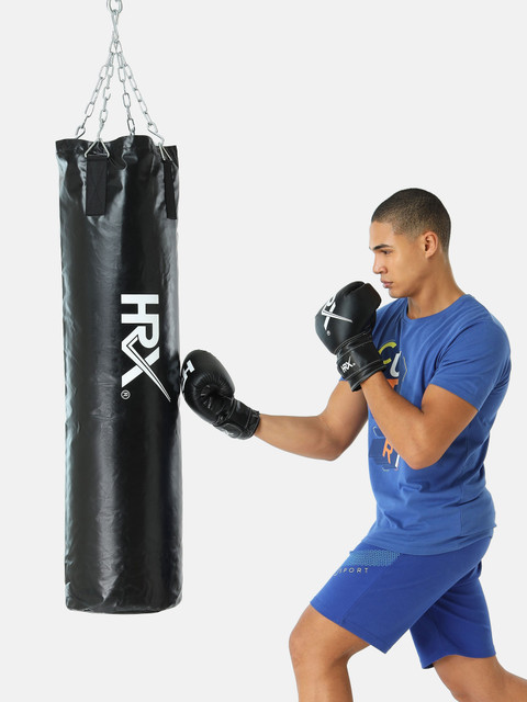 HRX Unfilled Punching Bag with Chain Hand Wraps Hanging Bag