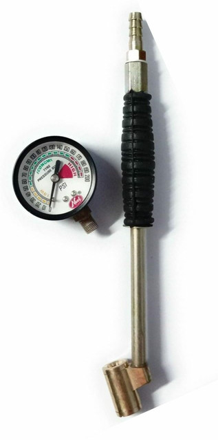 GANESHA INDUSTRIES Air Pump Nozzle Dual Head Chuck Valve Tool (1 Pcs) with  200 PSI Meter (1 Pcs) Tubeless Tyre Puncture Repair Kit