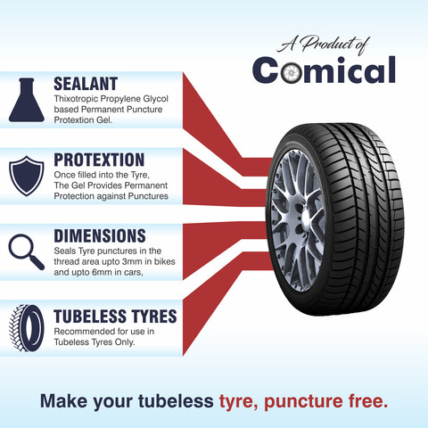 COMICAL Tire Sealant Anti Puncture Liquid for Bike Car Tyres Tubeless  PACK OF Tubeless Tyre Puncture Repair Kit