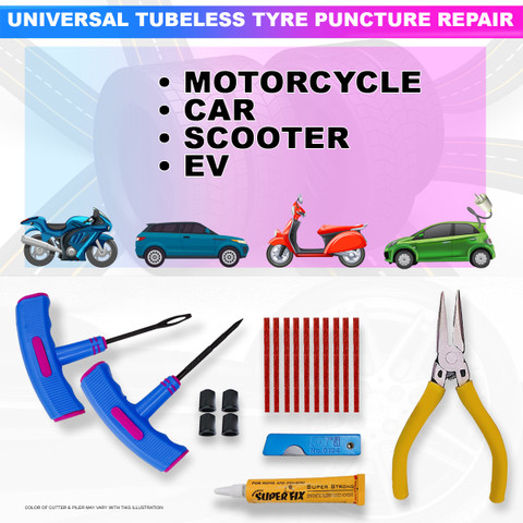 amiciAuto Tubeless Tyre Puncture Repair Tools Kit Tubeless Tyre