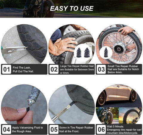 Ji And Ja 10 Pieces Tire Repair, Rubber Screw Nail Tire Plug, Car