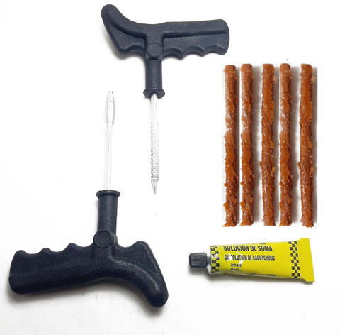 SRPHERE in Universal Tubeless Tyre Puncture Repair Kit Puncher Patch  Tools (T Handle Grips Repair String Plugs Rubber Solution) Tubeless 
