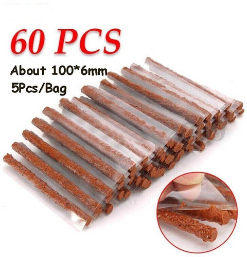 SK ENTERRPRICES Tubeless Tyre Puncture Repair strips (60) super fine rubber  proper sized Tubeless Tyre Puncture Repair Kit