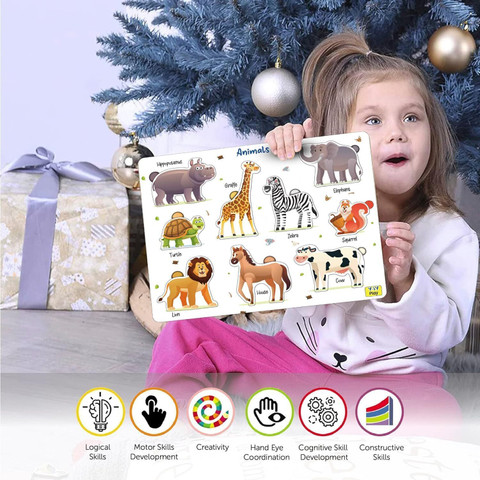 YaY Play Wild Animals Wooden Puzzle For Preschool Toddler Kids Years  &Above