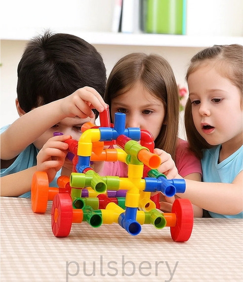 Pulsbery Pipe Puzzles Building Blocks Toy Game Set for 3-8 Years