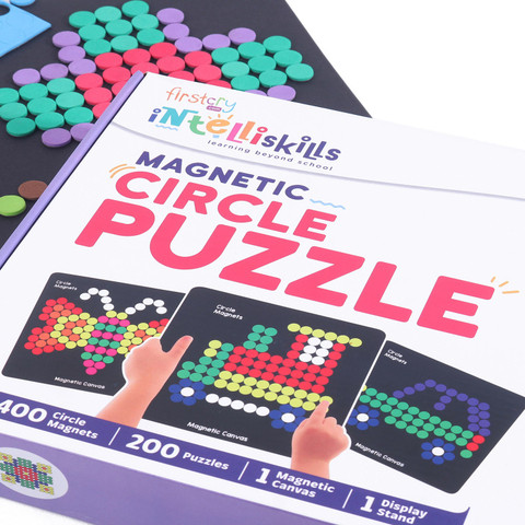 FIRSTCRY INTELLISKILLS 400 Pcs Colourful Magnetic Circle Puzzle
