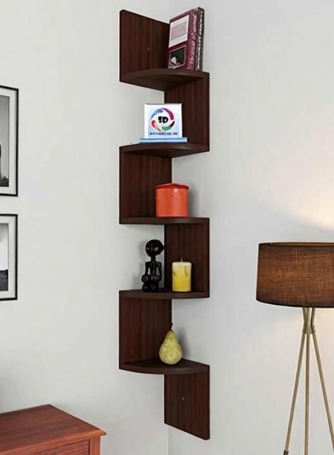 Decorestonia Zigzag Corner Wall Shelf, 5 Shelves, Brown - Image 8